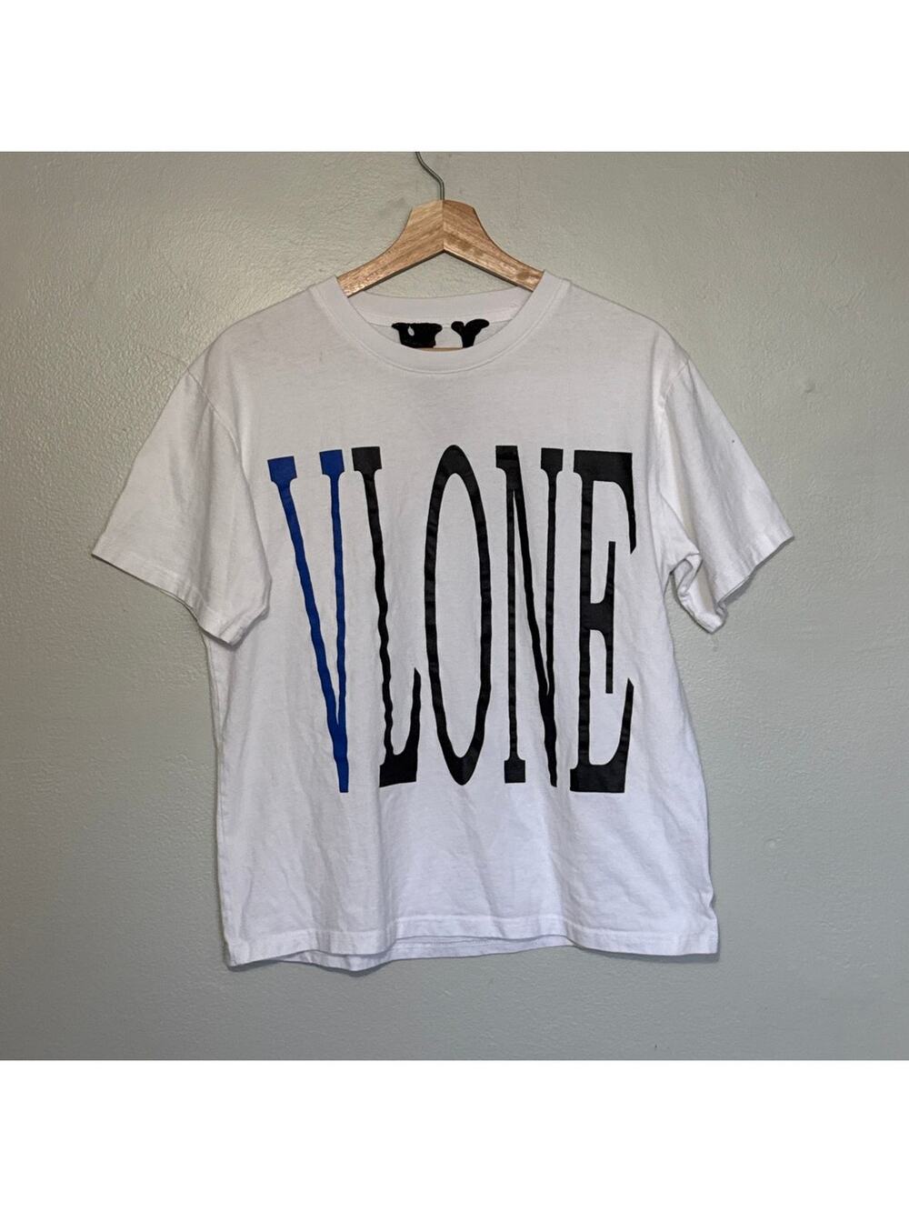 Men's Size S VLONE Serpent Snake Blue Logo White Graphic T Shirt Streetwear